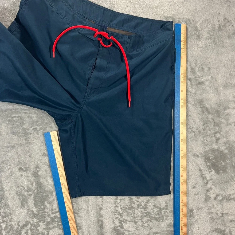 BONOBOS Board Shorts Swimwear Men 34 Navy Blue Solid Lace Up Beach Trunks Pool
